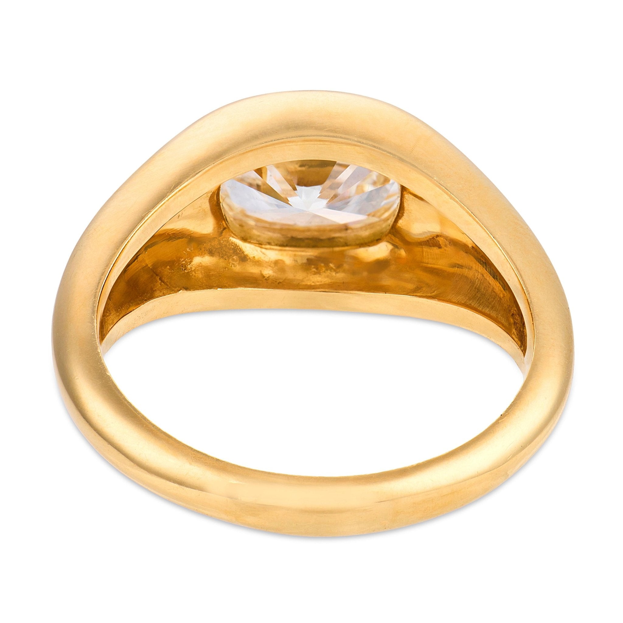 Vintage 1.76 carat cushion cut diamond 18k yellow gold engagement ring