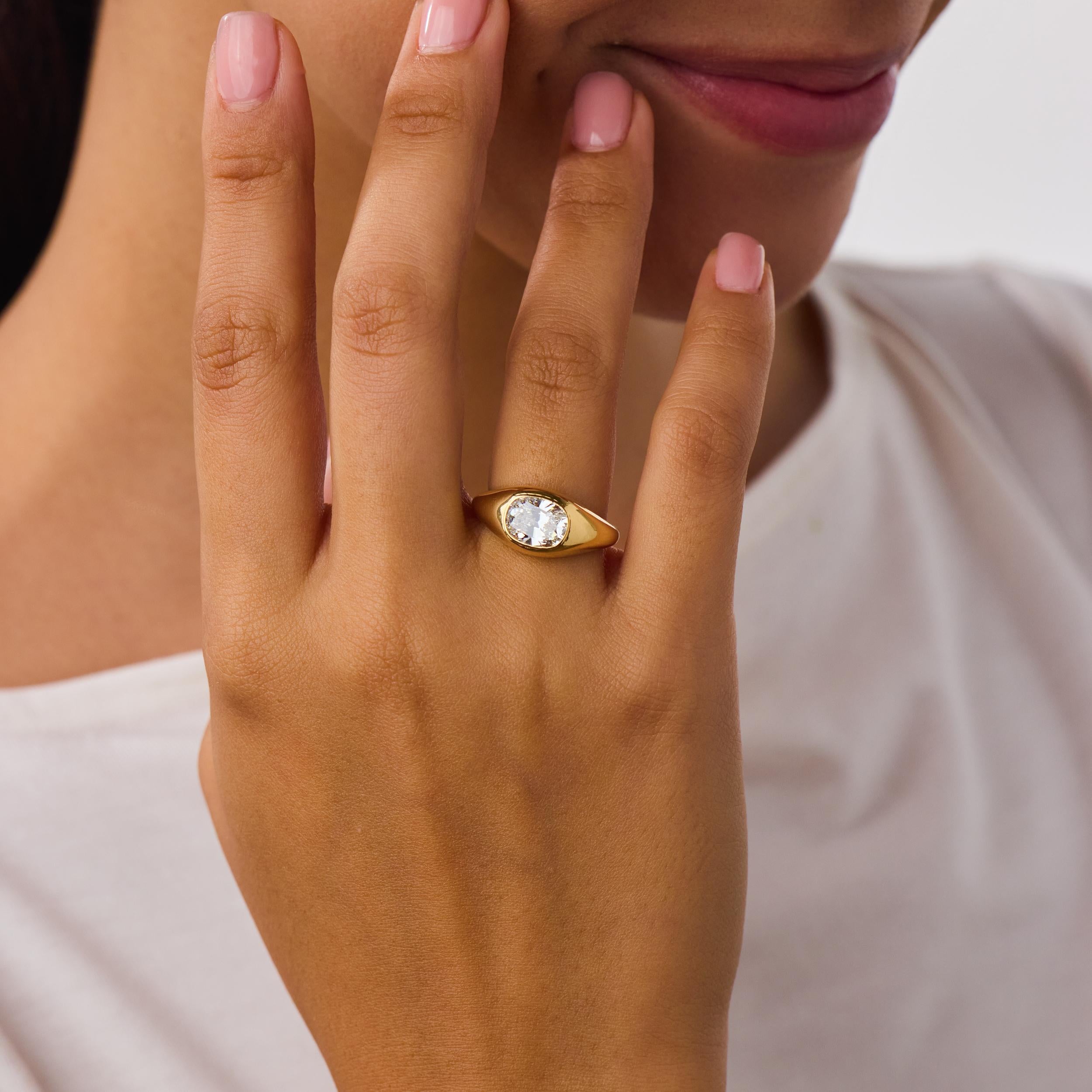 Vintage 1.76 carat cushion cut diamond 18k yellow gold engagement ring
