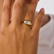 Vintage 1.76 carat cushion cut diamond 18k yellow gold engagement ring