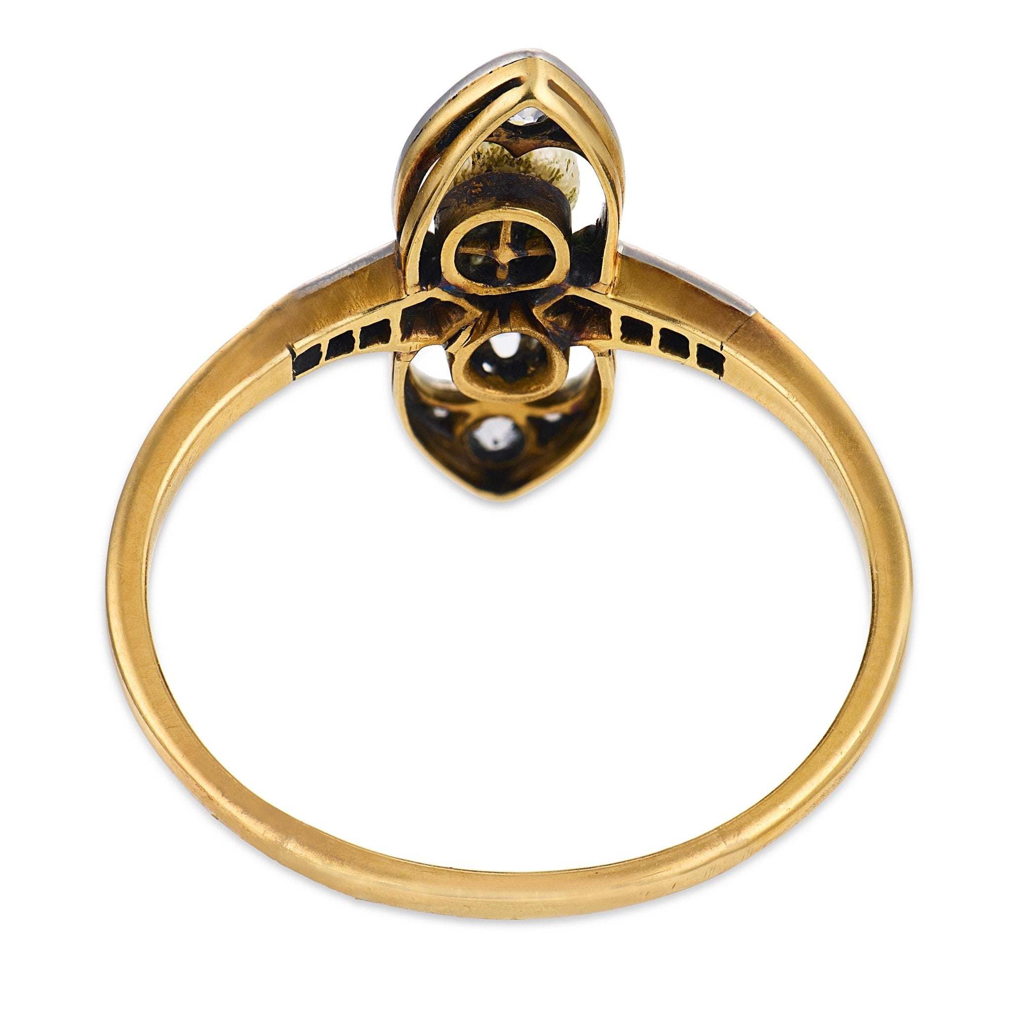 Edwardian diamond pearl 18k yellow gold ring