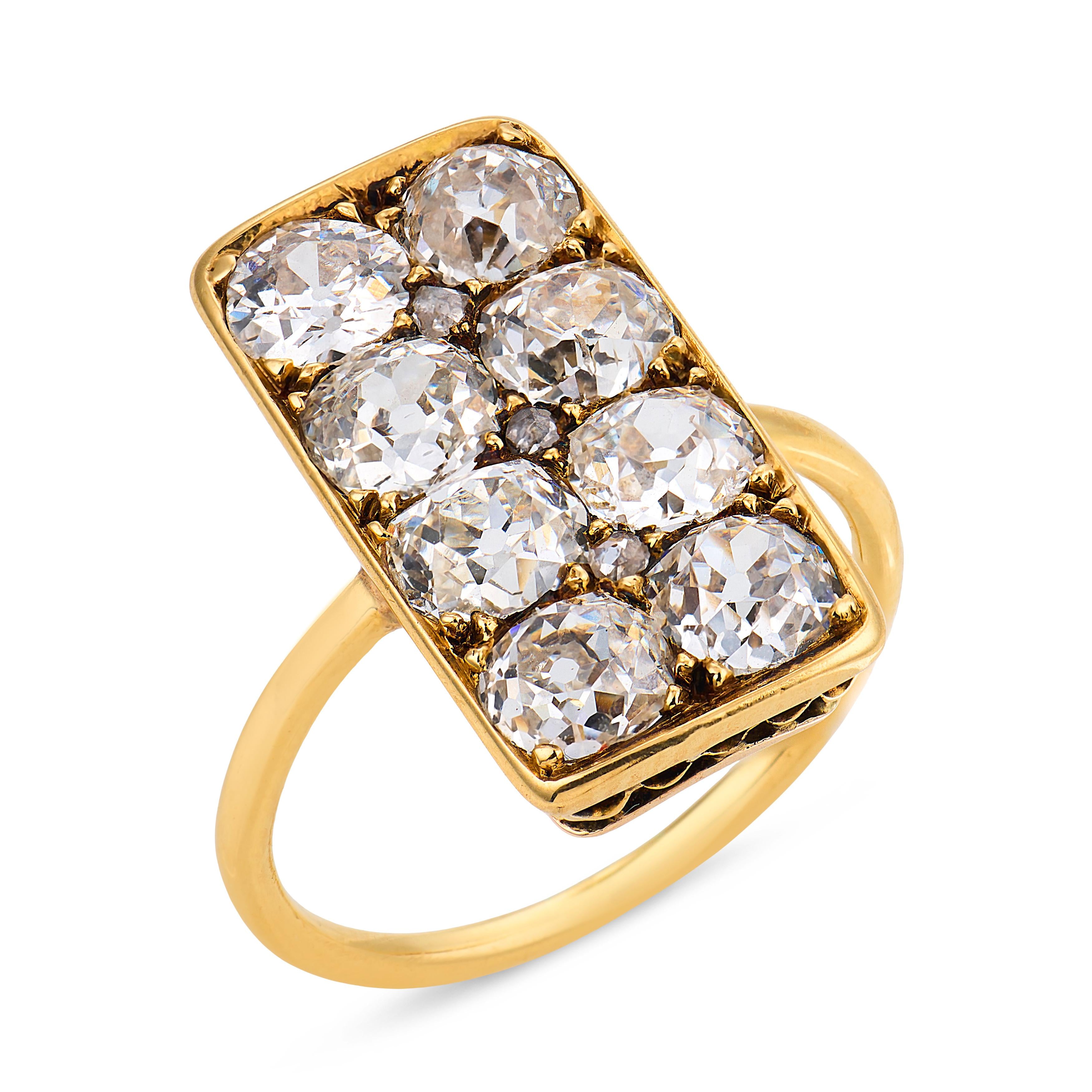 Victorian 2.80 carat old mine cut diamond 18k yellow gold ring