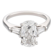GIA 2.01 carat elongated old mine cut diamond platinum engagement ring