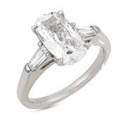 GIA 2.01 carat elongated old mine cut diamond platinum engagement ring