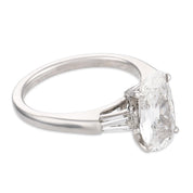 GIA 2.01 carat elongated old mine cut diamond platinum engagement ring