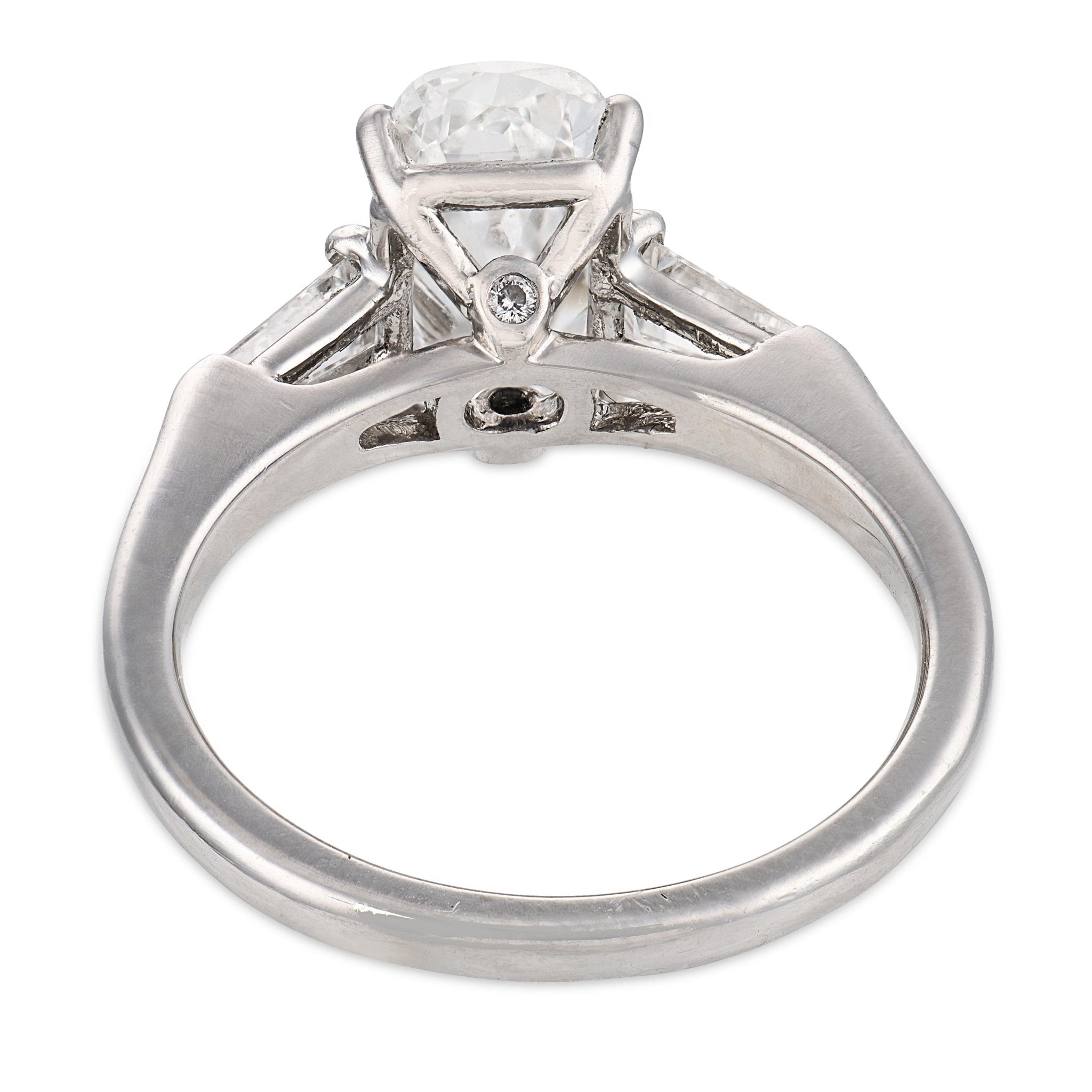 GIA 2.01 carat elongated old mine cut diamond platinum engagement ring