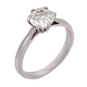 French Art Deco GIA 1.01 carat diamond 18k white gold solitaire ring