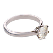 French Art Deco GIA 1.01 carat diamond 18k white gold solitaire ring