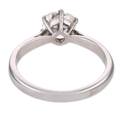 French Art Deco GIA 1.01 carat diamond 18k white gold solitaire ring