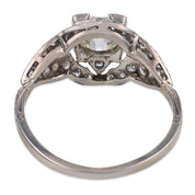 Art Deco GIA 0.93 carat old mine cut diamond platinum engagement ring
