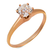 Victorian GIA diamond 10k rose gold solitaire ring