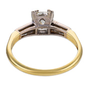 Mid Century GIA 1.00 carat diamond 14k yellow white gold engagement ring