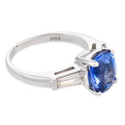 Mid Century 2.63 carat sapphire diamond 14k white gold ring