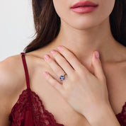 Mid Century 2.63 carat sapphire diamond 14k white gold ring