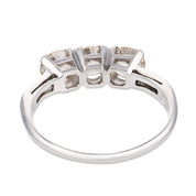 Art Deco old European cut diamond platinum three stone engagement ring