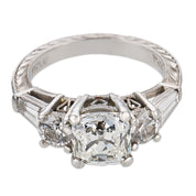 Vintage GIA 1.74 carat old mine cut diamond platinum engagement ring