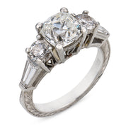 Vintage GIA 1.74 carat old mine cut diamond platinum engagement ring