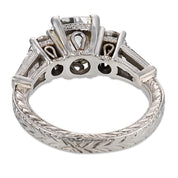 Vintage GIA 1.74 carat old mine cut diamond platinum engagement ring