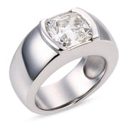 Vintage GIA 2.51 carat old mine cushion cut diamond 18k white gold ring