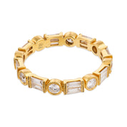 Contemporary 1.55 carat diamond 18k yellow gold eternity band