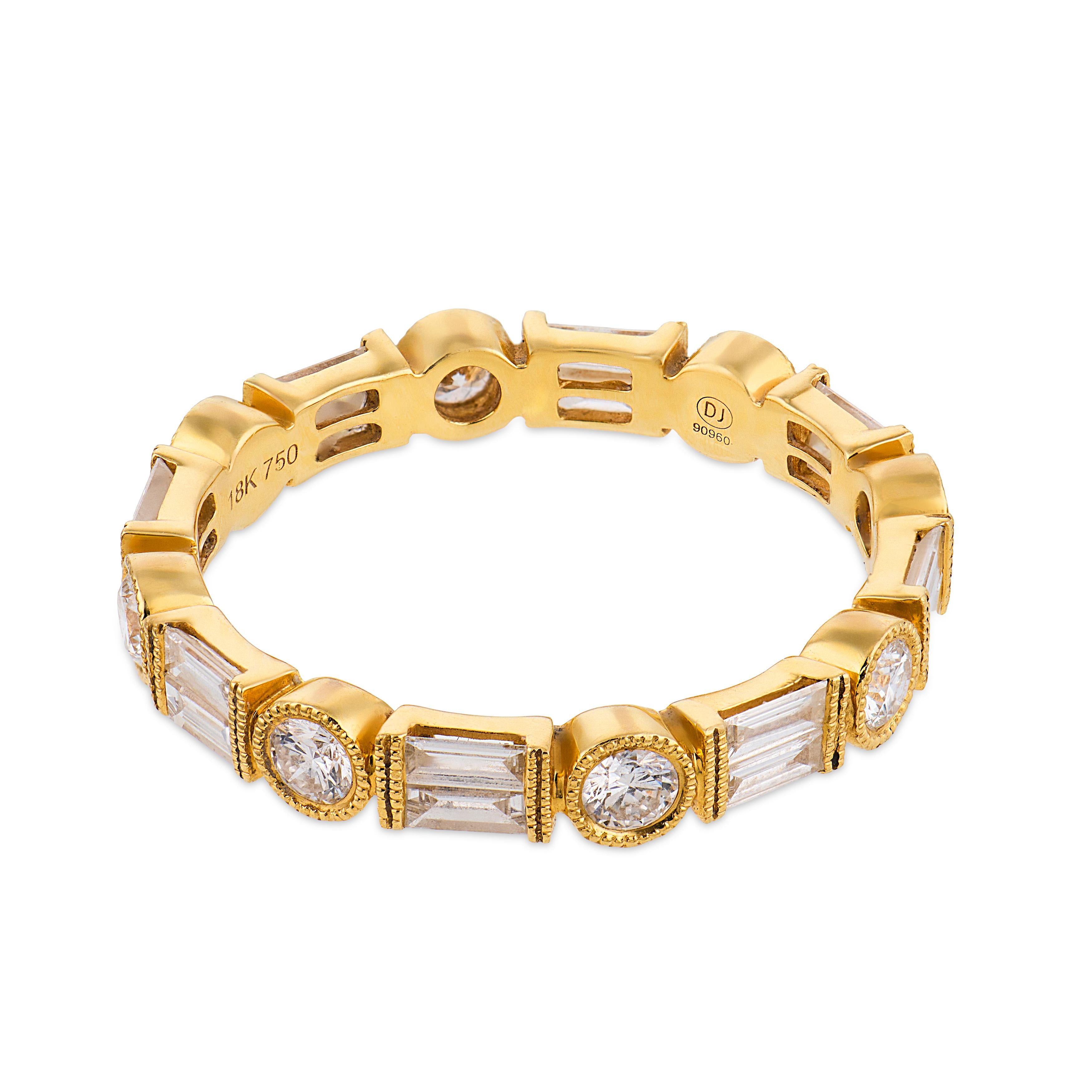 Contemporary 1.55 carat diamond 18k yellow gold eternity band