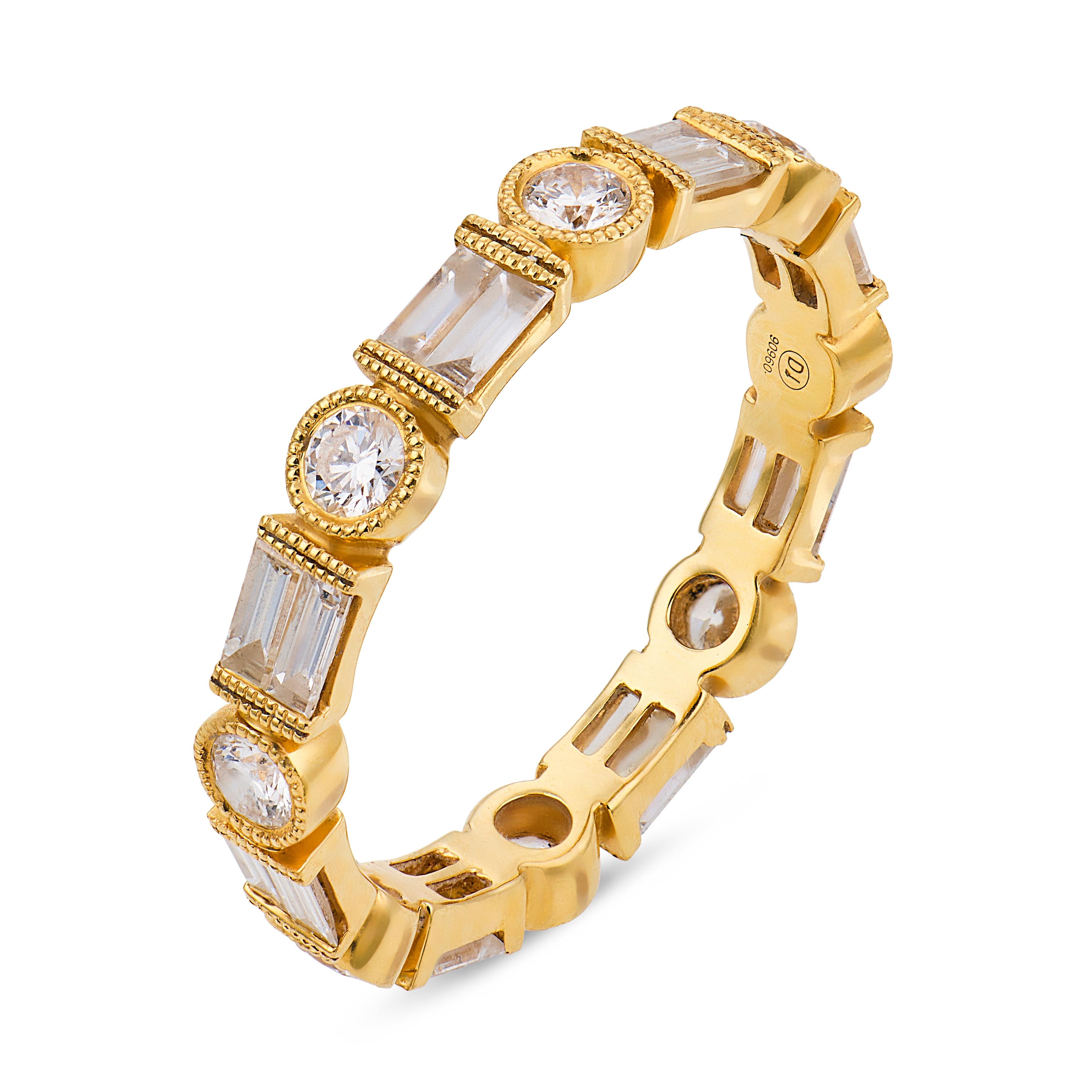 Contemporary 1.55 carat diamond 18k yellow gold eternity band