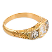 Victorian GIA 1.72 carat old mine cut diamond 18k yellow gold silver ring