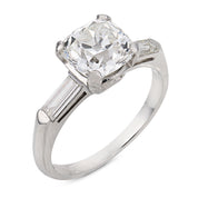 Mid Century GIA 2.11 carat old mine cut diamond platinum engagement ring