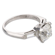 Mid Century GIA 2.11 carat old mine cut diamond platinum engagement ring