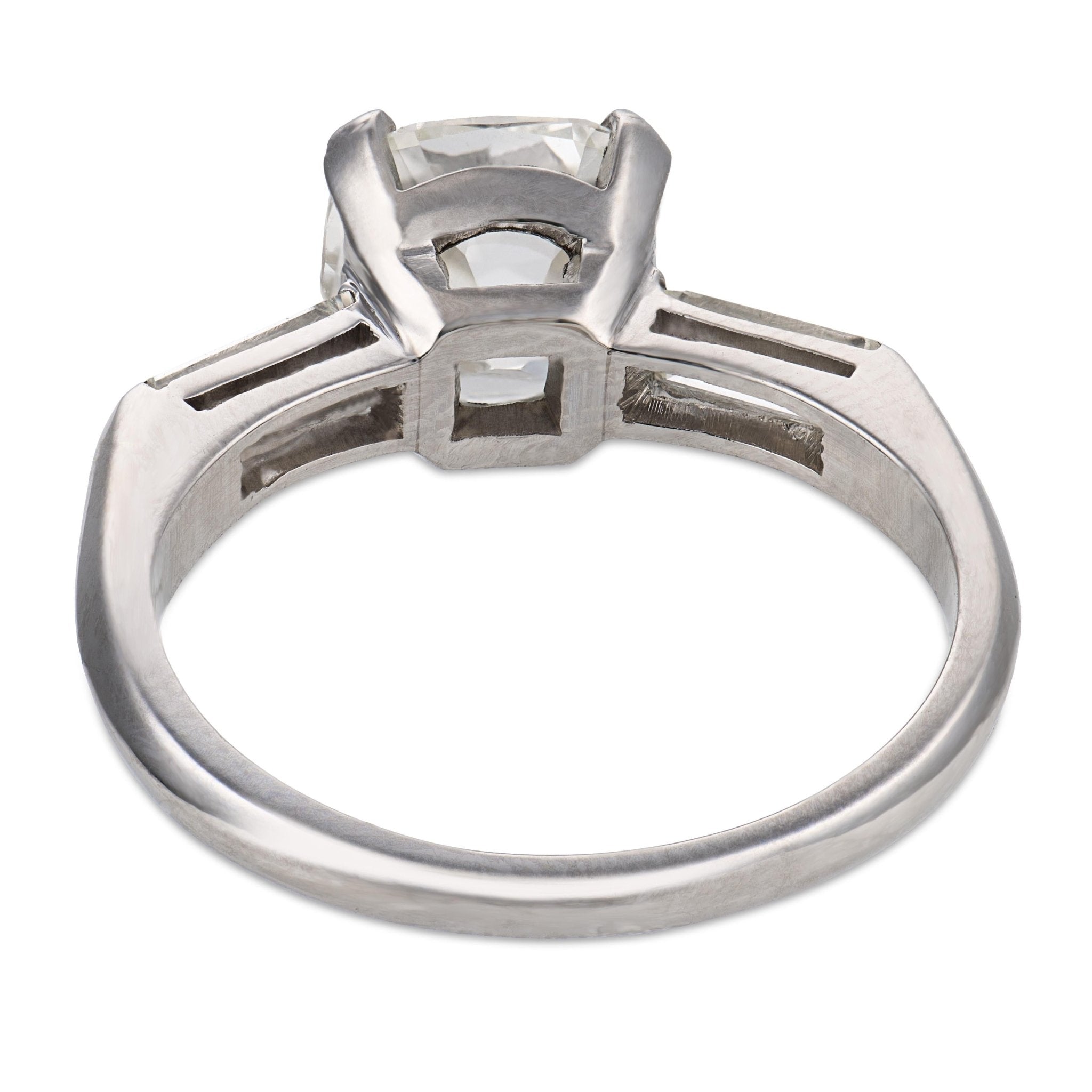Mid Century GIA 2.11 carat old mine cut diamond platinum engagement ring