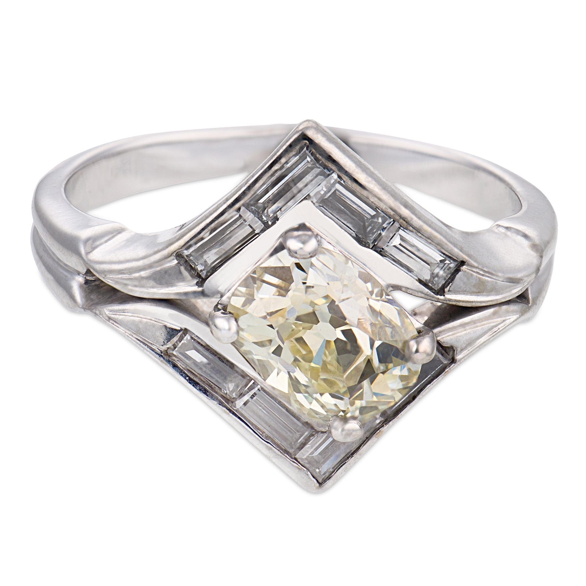Art Deco GIA 1.06 carat diamond 14k white gold ring