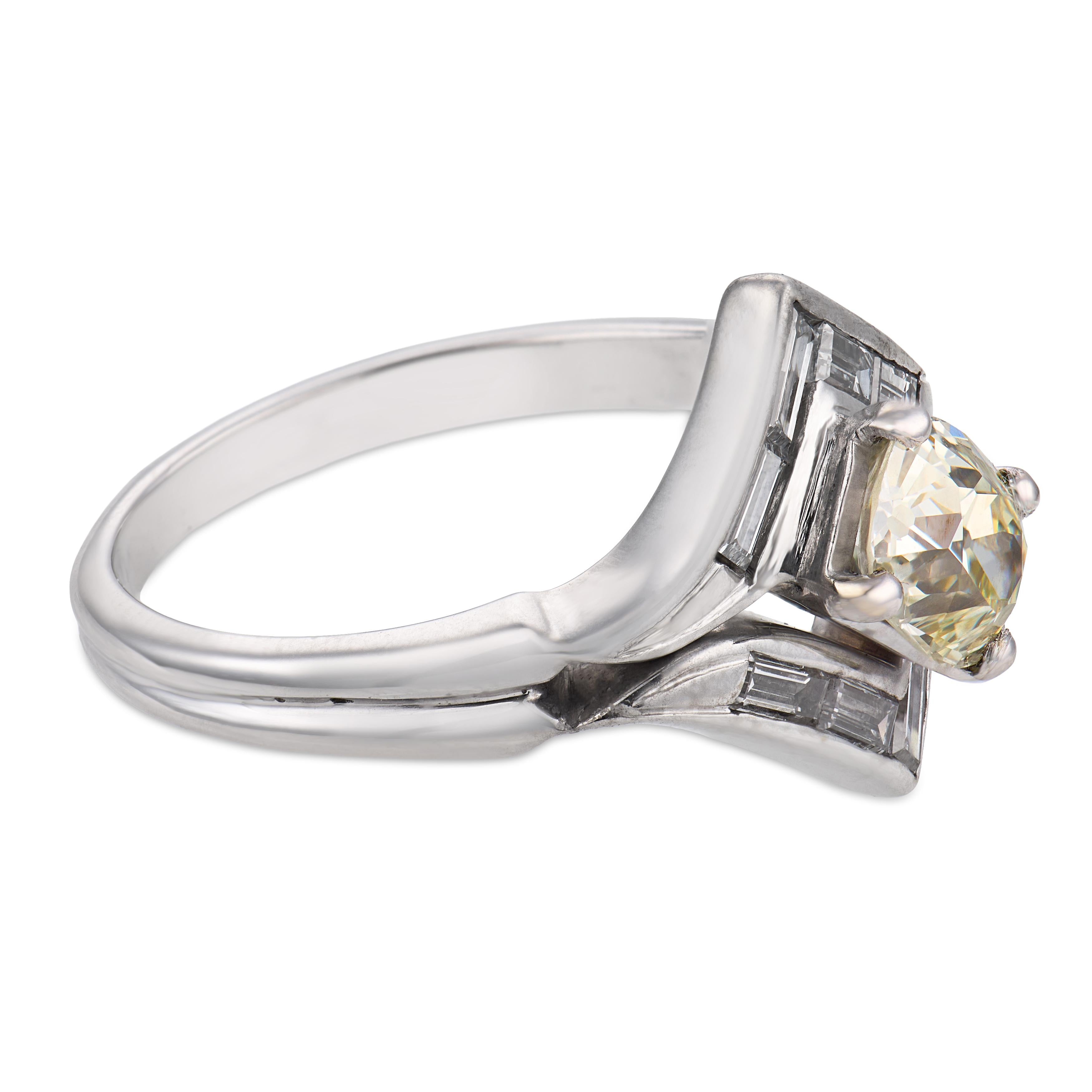 Art Deco GIA 1.06 carat diamond 14k white gold ring
