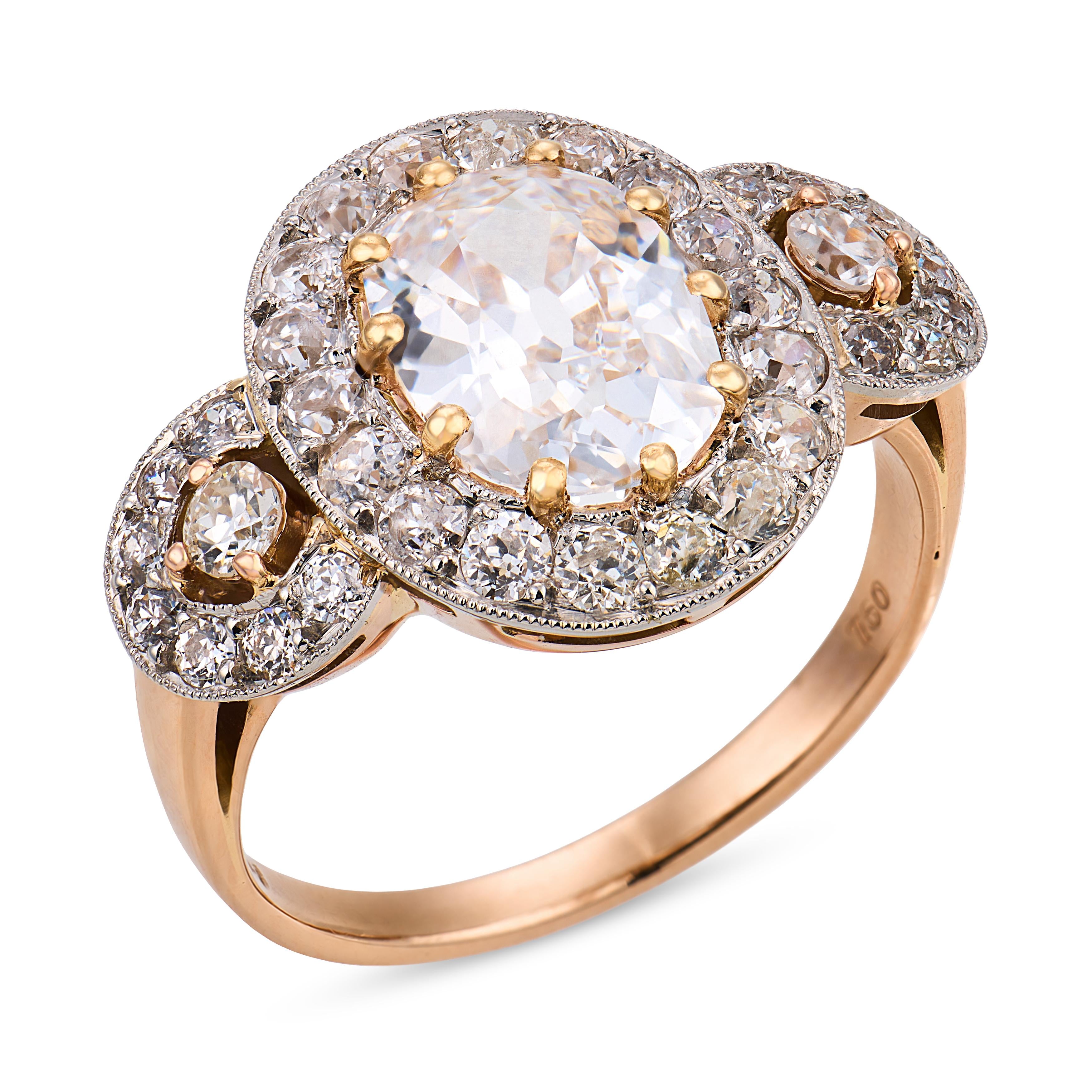 GIA 2.01 carat D flaweless diamond 18k rose gold and platinum ring