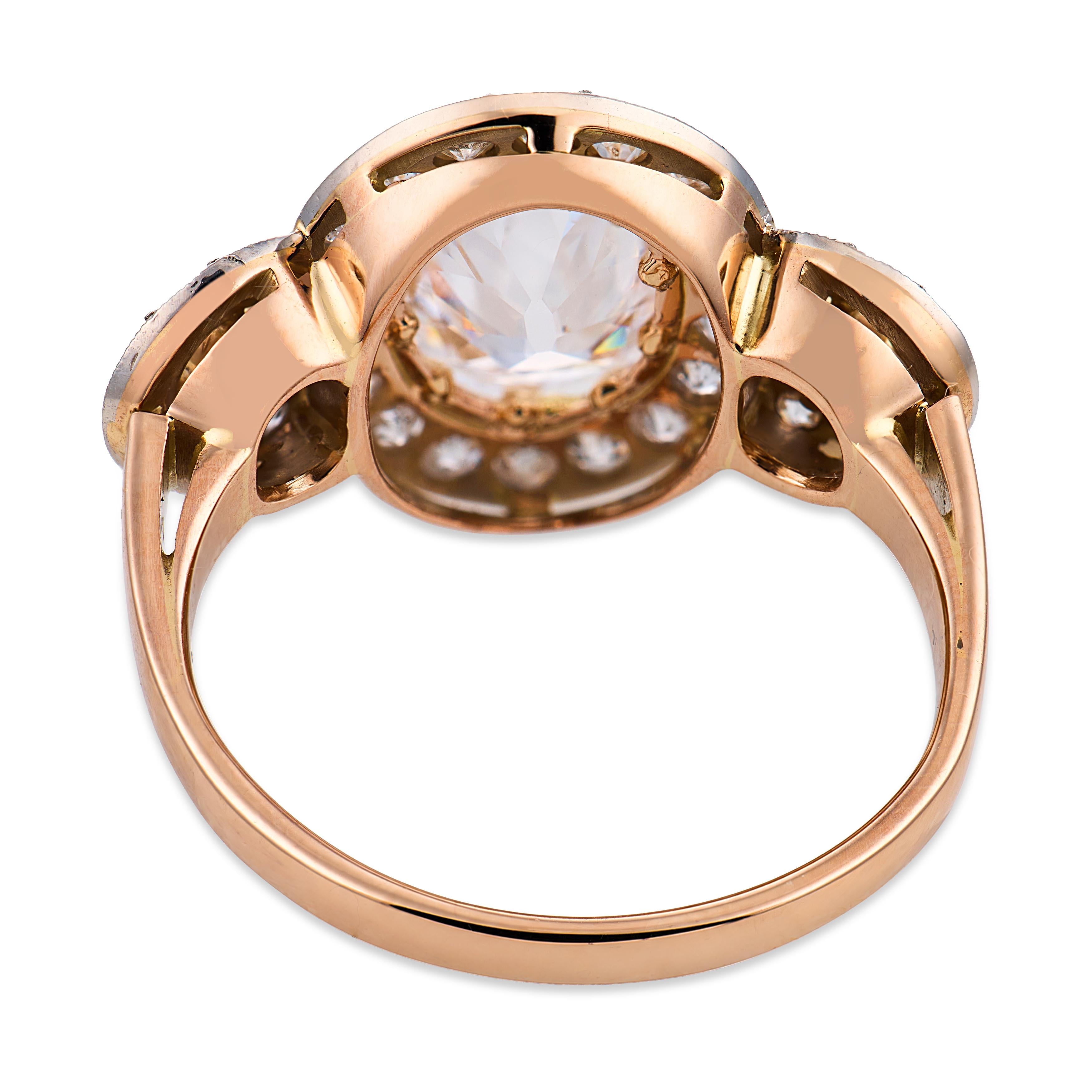 GIA 2.01 carat D flaweless diamond 18k rose gold and platinum ring
