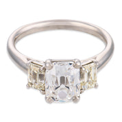 Mid Century GIA 2.04 carat old mine cut diamond platinum engagement ring
