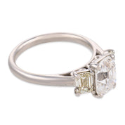 Mid Century GIA 2.04 carat old mine cut diamond platinum engagement ring
