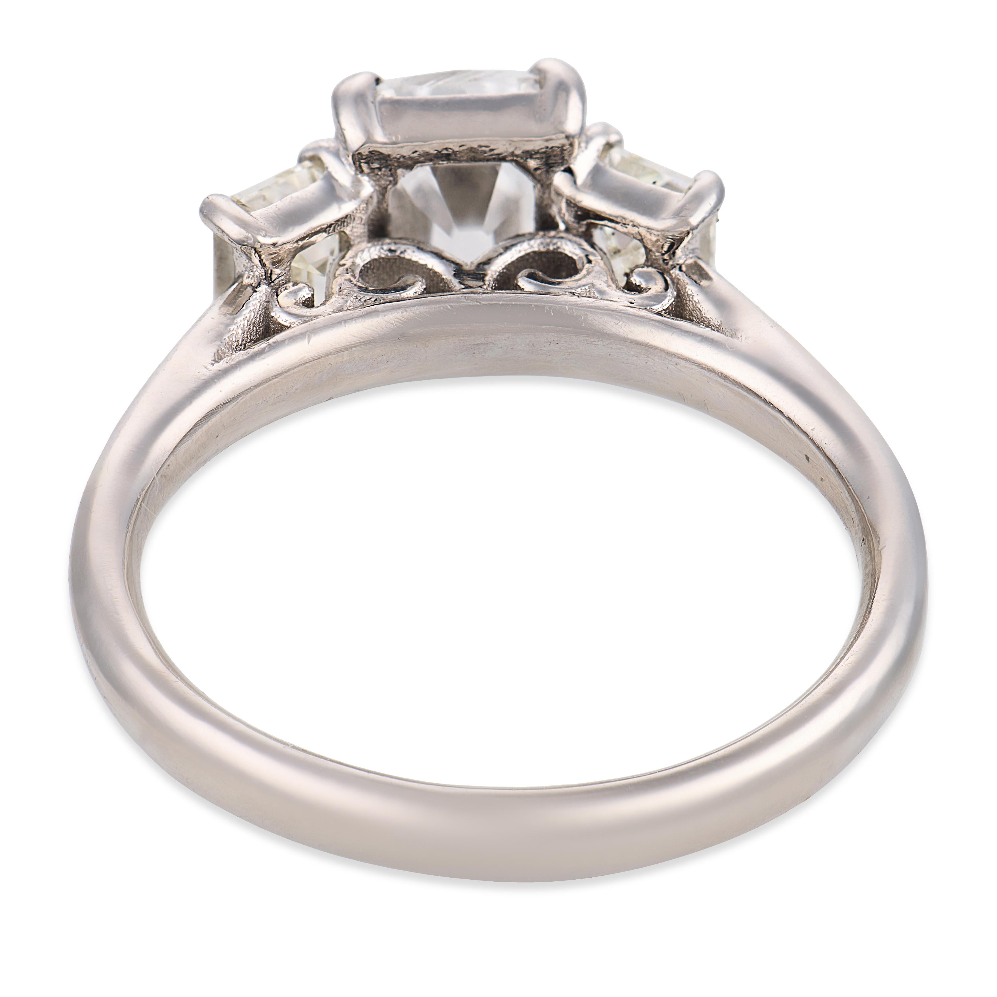 Mid Century GIA 2.04 carat old mine cut diamond platinum engagement ring