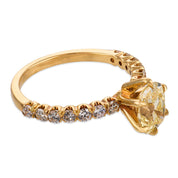 Vintage GIA 1.41 carat diamond 14k yellow gold engagement ring