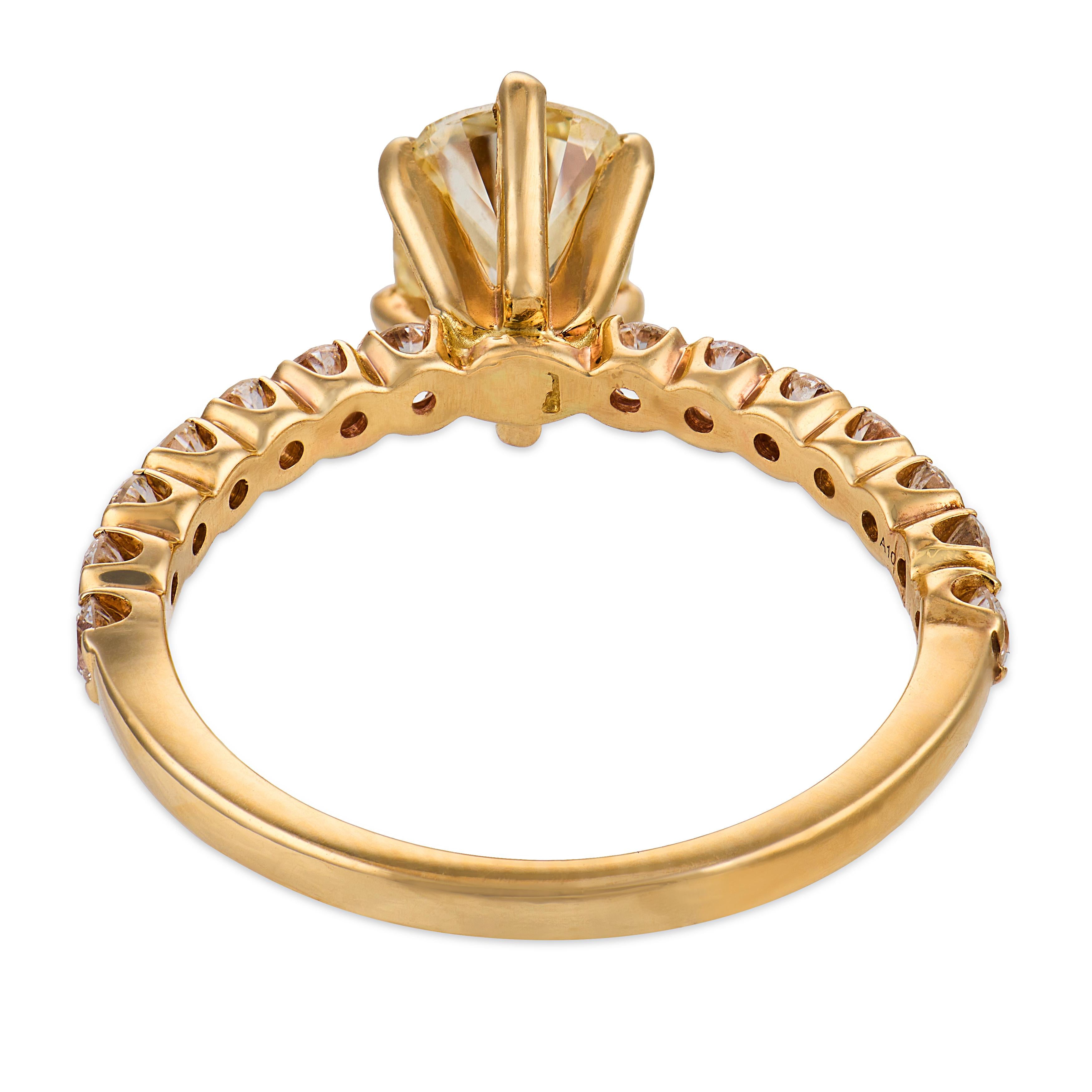 Vintage GIA 1.41 carat diamond 14k yellow gold engagement ring