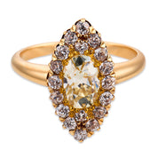 Victorian GIA 1.01 carat old mine cut diamond 18k yellow gold ring