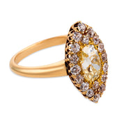 Victorian GIA 1.01 carat old mine cut diamond 18k yellow gold ring
