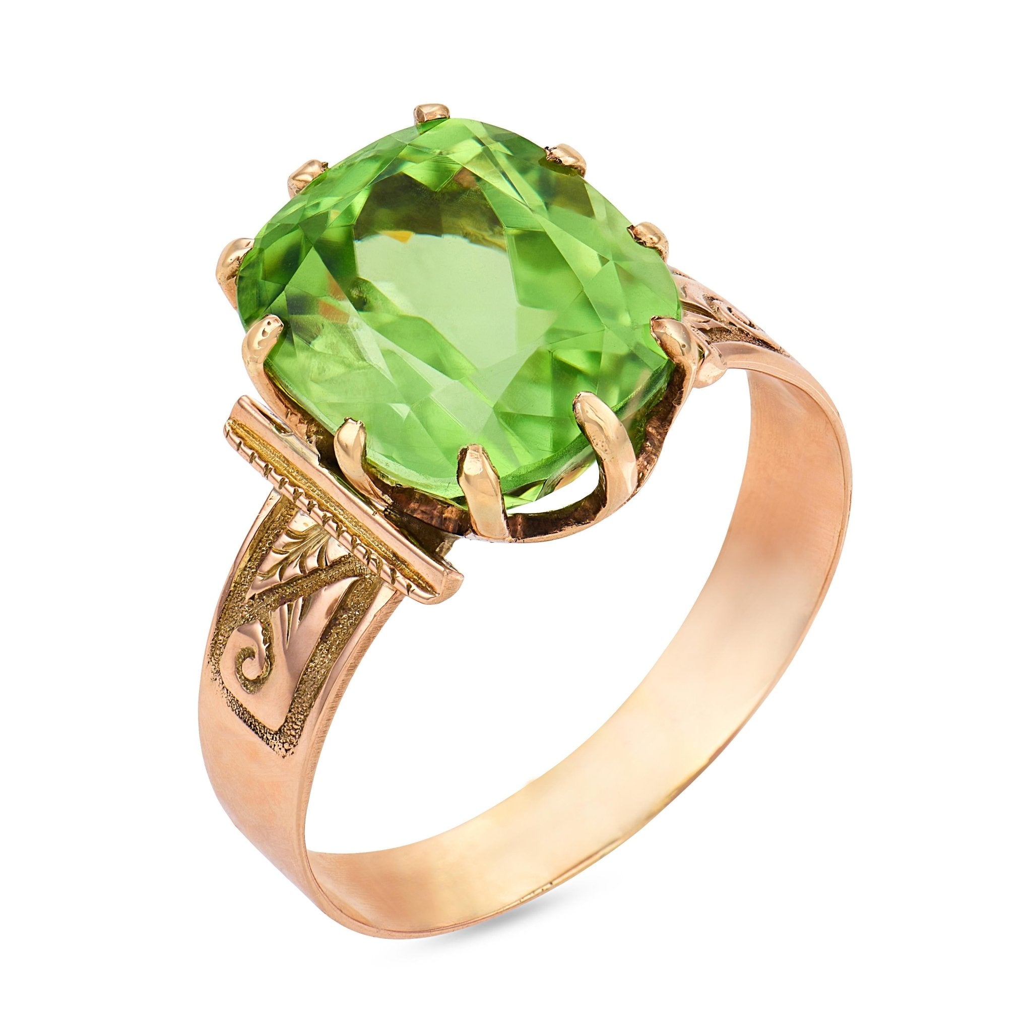 Victorian 6.00 carat peridot 10k rose gold ring