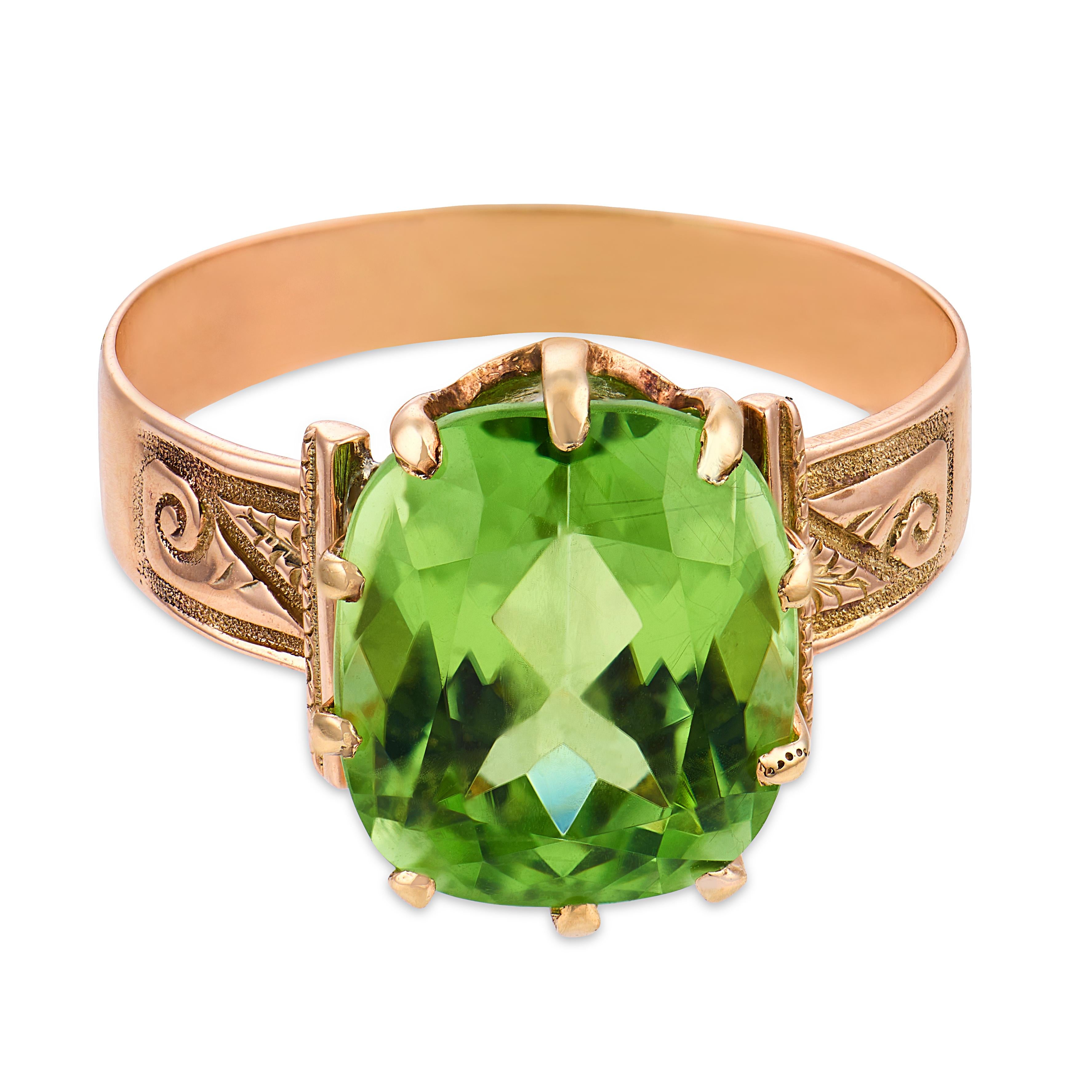 Victorian 6.00 carat peridot 10k rose gold ring