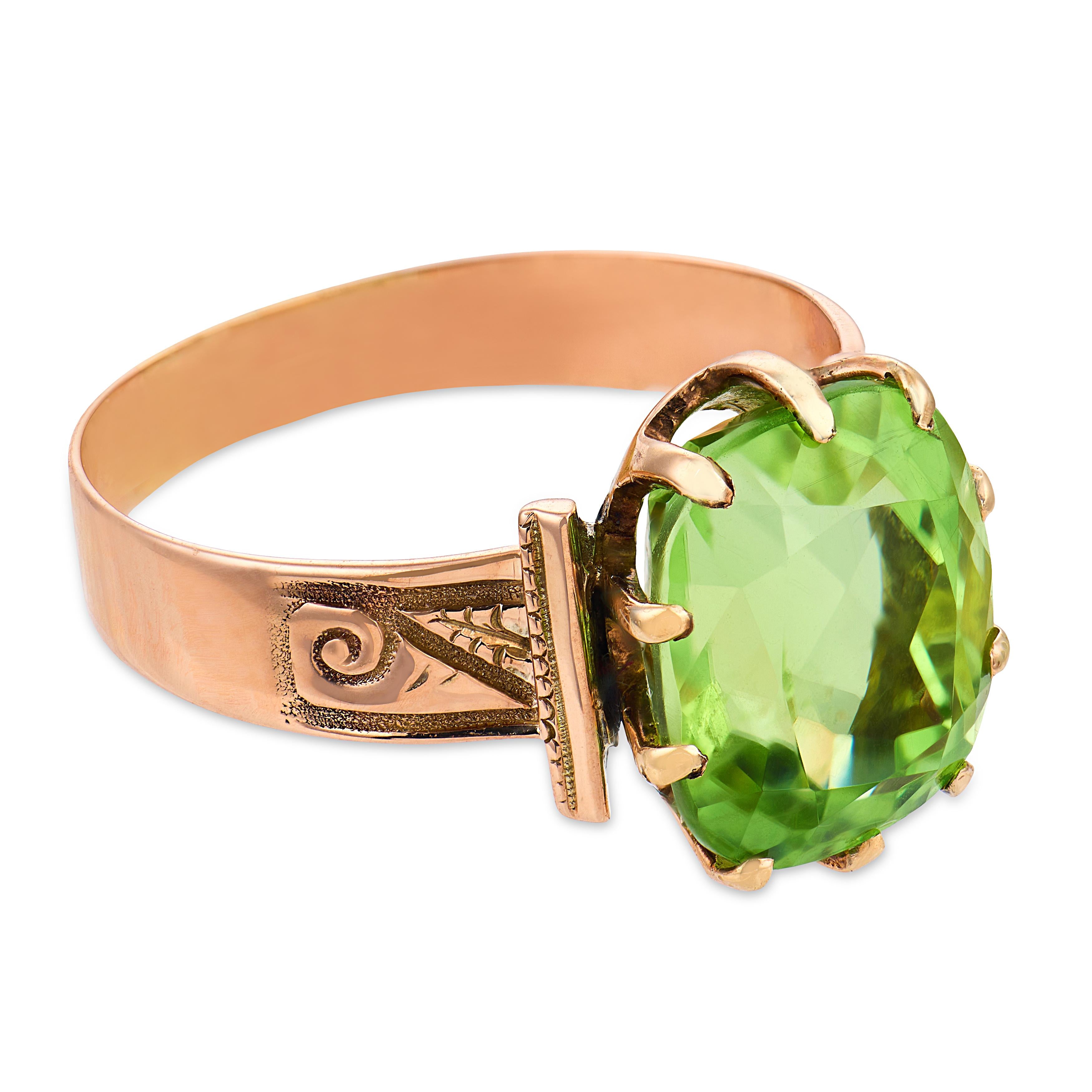 Victorian 6.00 carat peridot 10k rose gold ring