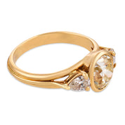 Vintage GIA 2.01 carat old mine cut diamond 14k yellow gold bezel set ring