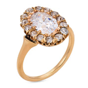 Victorian GIA 1.51 carat diamond 14k yellow gold cluster ring