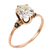 Victorian GIA 1.26 carat old mine cut diamond 9k rose gold solitaire ring