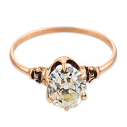 Victorian GIA 1.26 carat old mine cut diamond 9k rose gold solitaire ring