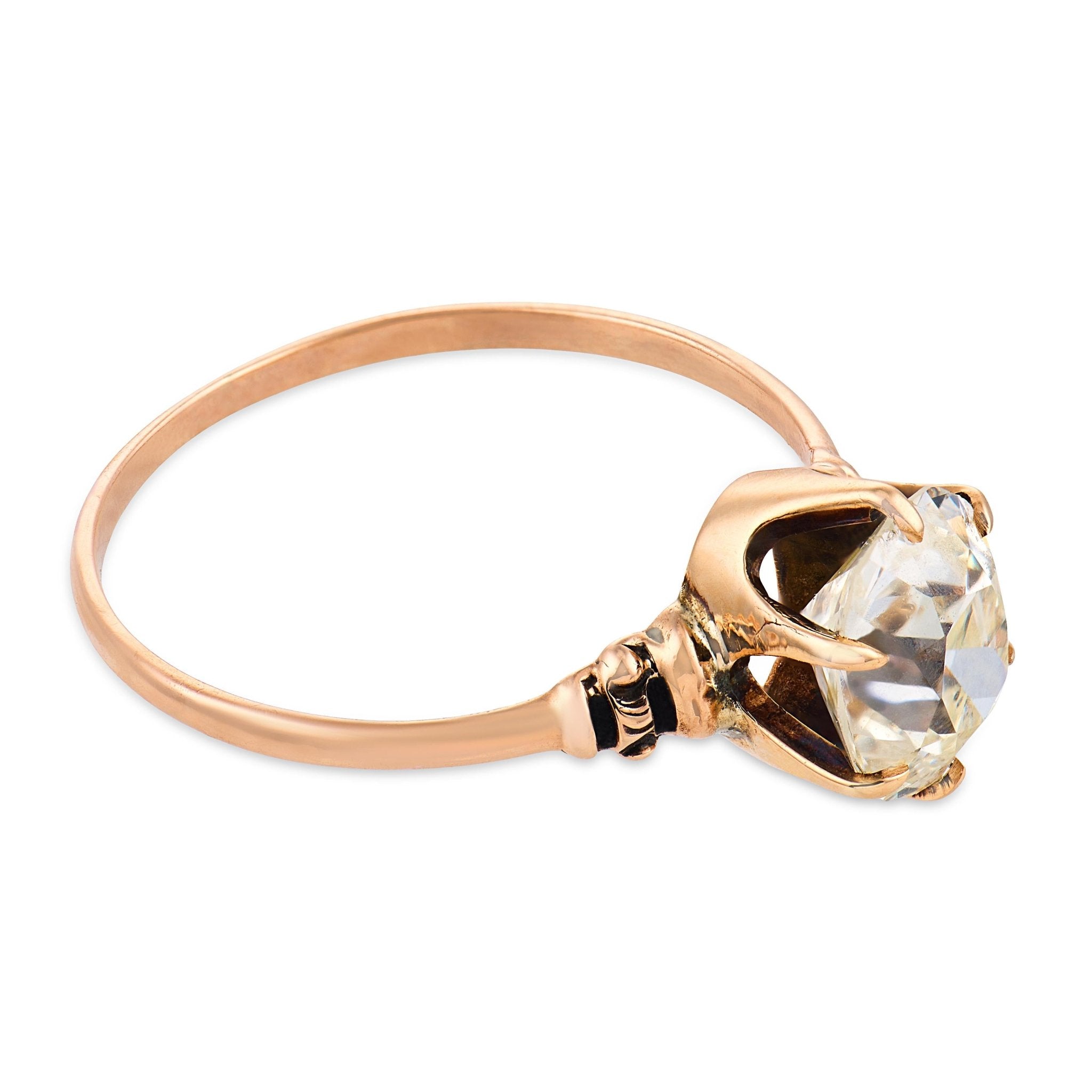 Victorian GIA 1.26 carat old mine cut diamond 9k rose gold solitaire ring