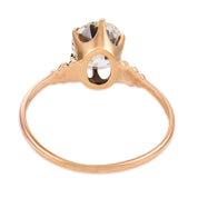 Victorian GIA 1.26 carat old mine cut diamond 9k rose gold solitaire ring