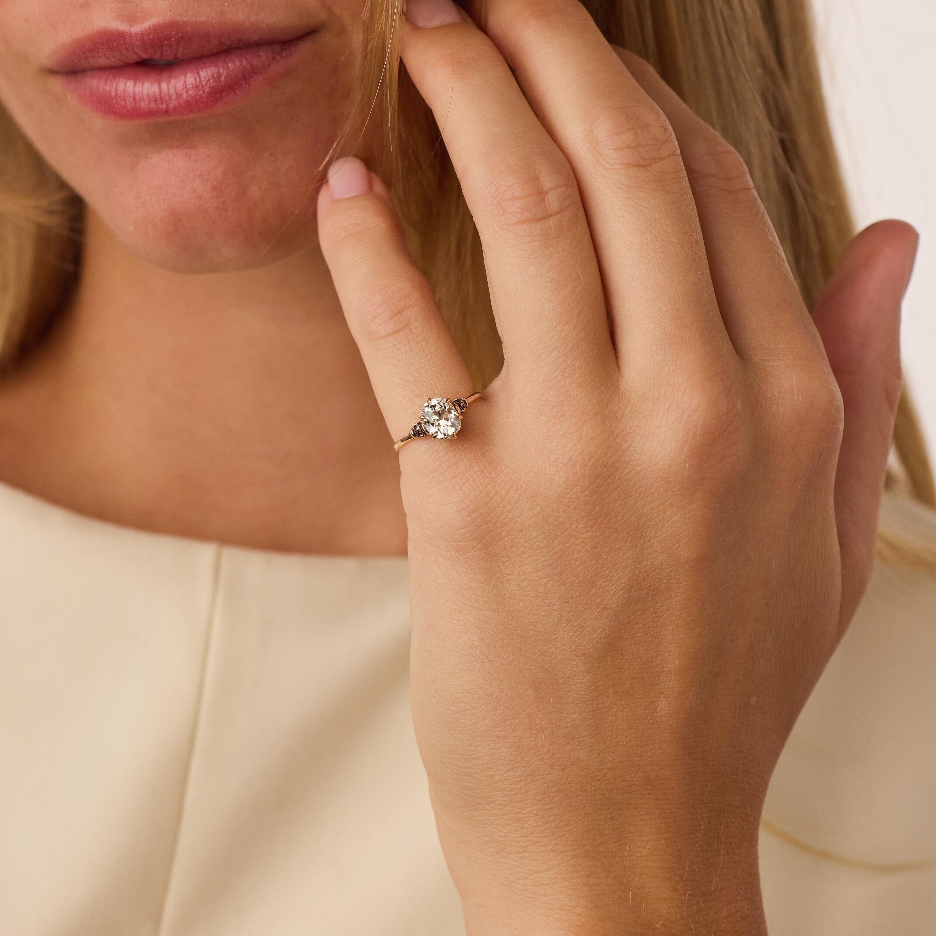 Victorian GIA 1.26 carat old mine cut diamond 9k rose gold solitaire ring